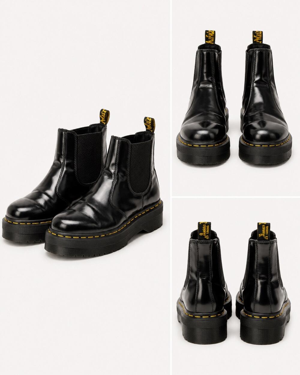Dr Martens 2976 Quad Chelsea Boots Women’s 9 Black Leather Platform Men’s 8